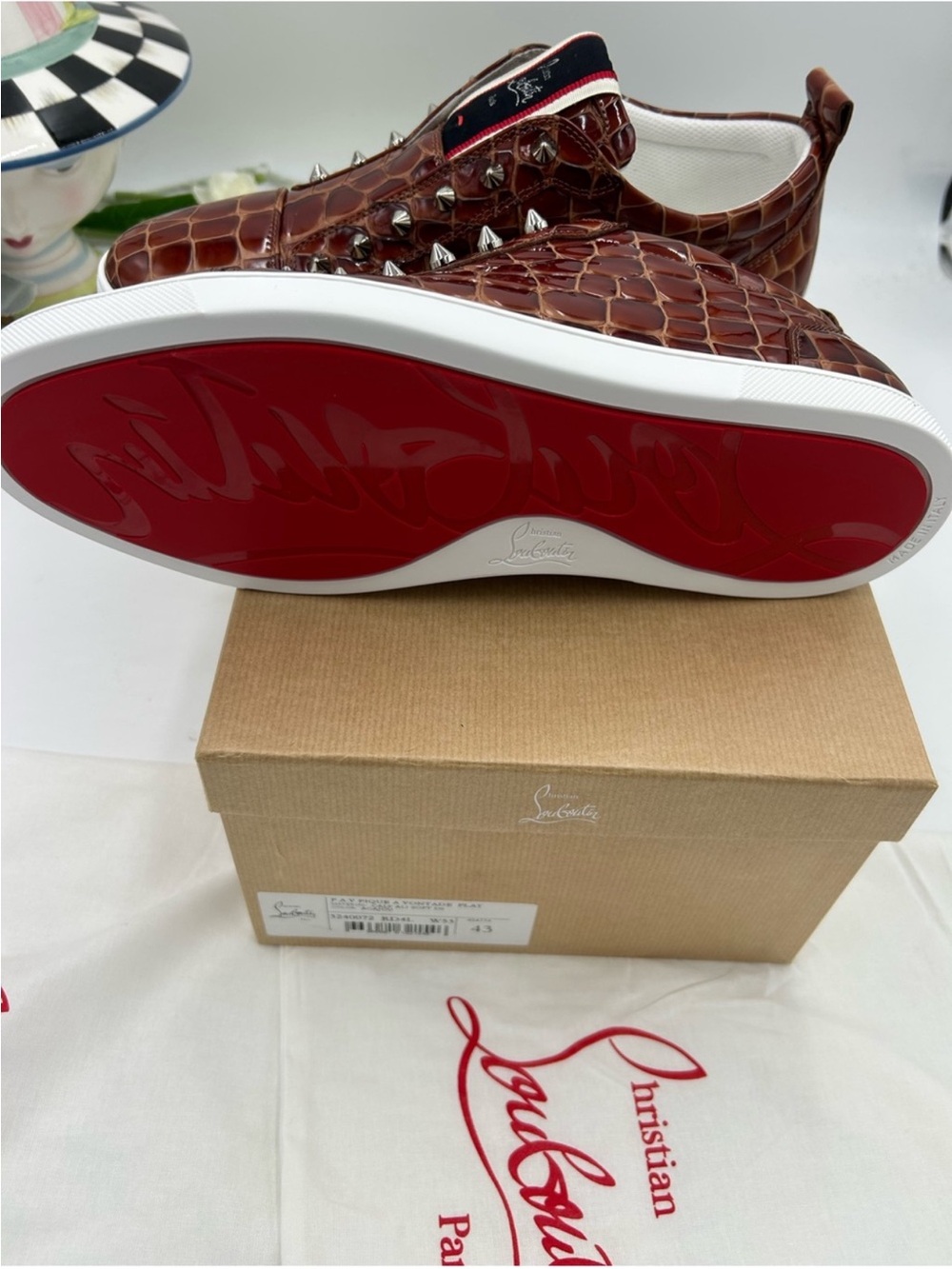 Christian Louboutin Men's FAV VONTADE CROC SNEAKERS . Size 43 - Picture 10 of 11